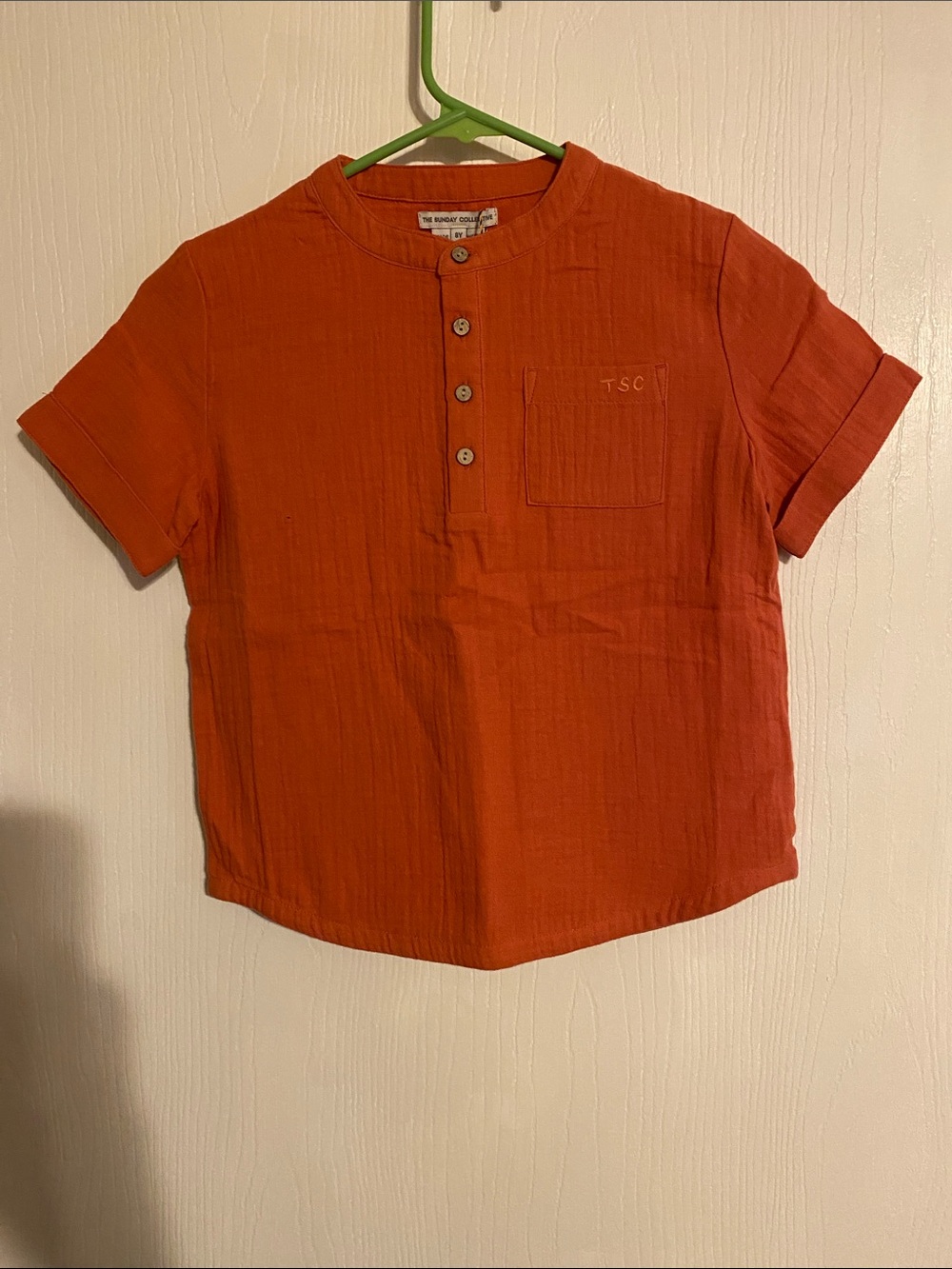 Kids Orange Short-Sleeve Henley Tee from The Sunday Collective